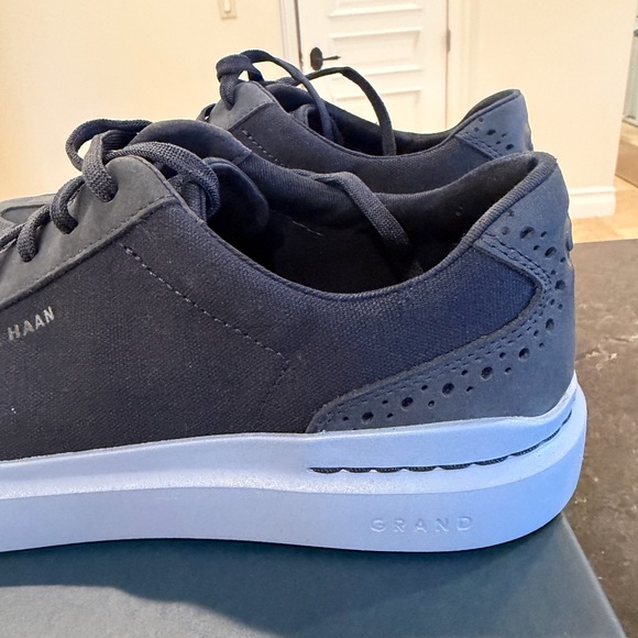 Cole Haan Gray Suede & Canvas Lace-Up Sneakers Navy - Picture 4 of 14